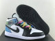 Authentic Air Jordan 1 Mid GS Black/White/Rainbow Color