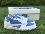 Authentic Travis Scott x Air Jordan 1 Low OG White/Light Blue