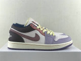 Authentic  Air Jordan 1 Low Sail/Pink/Purple GS