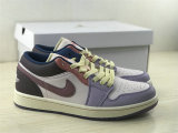 Authentic  Air Jordan 1 Low Sail/Pink/Purple GS