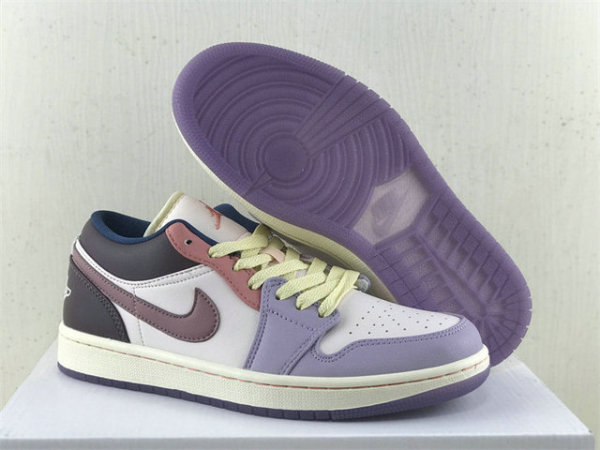 Authentic Air Jordan 1 Low Sail/Pink/Purple GS