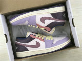 Authentic  Air Jordan 1 Low Sail/Pink/Purple GS