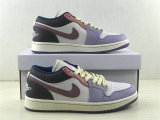 Authentic  Air Jordan 1 Low Sail/Pink/Purple GS