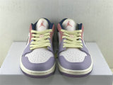 Authentic  Air Jordan 1 Low Sail/Pink/Purple GS