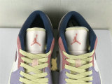 Authentic  Air Jordan 1 Low Sail/Pink/Purple GS