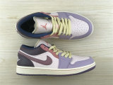 Authentic  Air Jordan 1 Low Sail/Pink/Purple GS