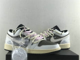 Authentic Travis Scott x Air Jordan 1 Low OG GS Black/Pink/Beige Brown