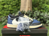 Authentic Travis Scott x Air Jordan 1 Low OG Black/White/Royal Blue