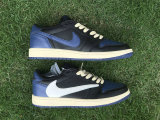 Authentic Travis Scott x Air Jordan 1 Low OG Black/White/Royal Blue
