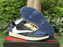 Authentic Travis Scott x Air Jordan 1 Low OG GS Black/White/Royal Blue