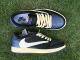 Authentic Travis Scott x Air Jordan 1 Low OG Black/White/Royal Blue