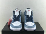 Authentic Air Jordan 1 Mid French Blue/Fire Red/White/Light Steel Grey