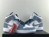 Authentic Air Jordan 1 Mid French Blue/Fire Red/White/Light Steel Grey
