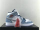 Authentic Air Jordan 1 Mid French Blue/Fire Red/White/Light Steel Grey