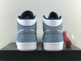 Authentic Air Jordan 1 Mid French Blue/Fire Red/White/Light Steel Grey