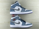 Authentic Air Jordan 1 Mid French Blue/Fire Red/White/Light Steel Grey