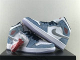 Authentic Air Jordan 1 Mid French Blue/Fire Red/White/Light Steel Grey