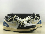 Authentic Air Jordan 1 Low GS Black/White/Blue