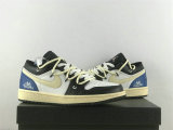 Authentic Air Jordan 1 Low GS Black/White/Blue