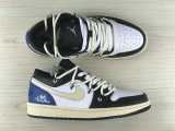 Authentic Air Jordan 1 Low GS Black/White/Blue