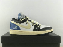 Authentic Air Jordan 1 Low Black/White/Blue