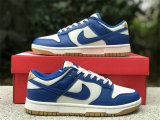 Authentic Nike Dunk Low White/Blue/Gold