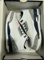 Authentic Air Jordan 3 White/Grey/Dark Blue