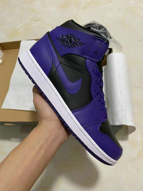 Authentic Air Jordan 1 Mid GS Purple Black