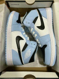 Authentic Air Jordan 1 Mid GS Light Blue/Black/White