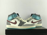Authentic Air Jordan 1 Mid GS Sail/Team Red/Conconut Milk/Voile/Equpe Rouge