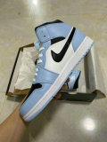 Authentic Air Jordan 1 Mid GS Light Blue/Black/White