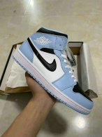 Authentic Air Jordan 1 Mid GS Light Blue/Black/White