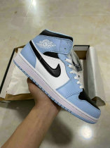 Authentic Air Jordan 1 Mid Light Blue/Black/White