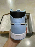 Authentic Air Jordan 1 Mid GS Light Blue/Black/White