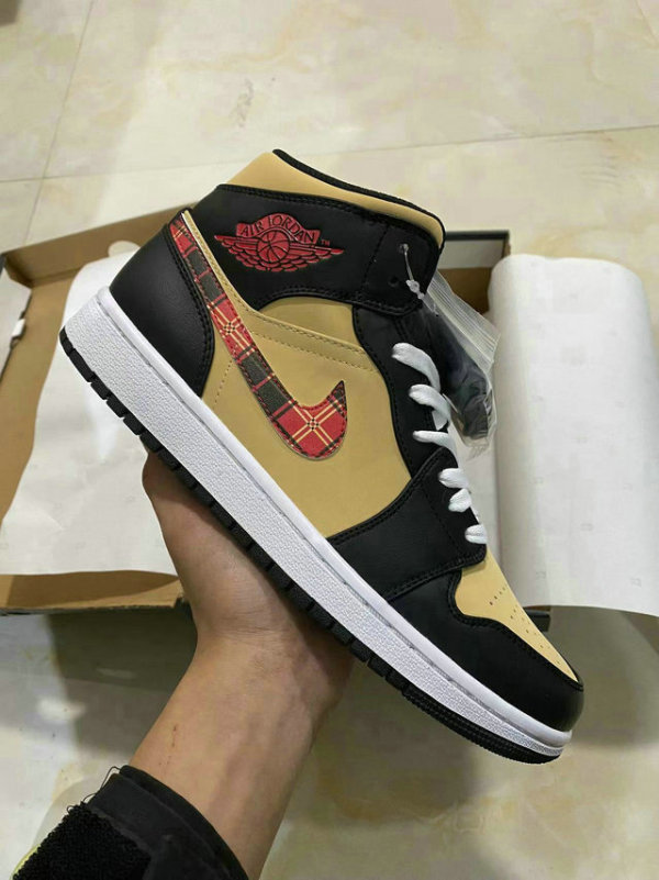 Authentic Air Jordan 1 Mid GS “Tartan Swoosh”