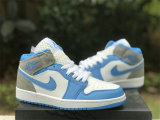 Authentic Air Jordan 1 Mid GS University Blue/Grey/White