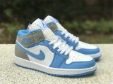Authentic Air Jordan 1 Mid GS University Blue/Grey/White