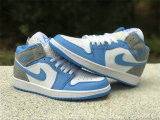 Authentic Air Jordan 1 Mid GS University Blue/Grey/White