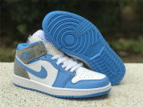 Authentic Air Jordan 1 Mid GS University Blue/Grey/White