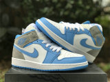 Authentic Air Jordan 1 Mid GS University Blue/Grey/White