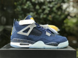 Authentic Air Jordan 4 GS College Navy/Amarillo-White