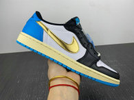 Authentic Air Jordan 1 Low Royal Blue/Gold/White