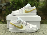Authentic Air Jordan 1 Low Lemon Wash/White/Barely Grape(Women)