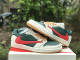 Authentic Travis Scott x Air Jordan 1 Low Green/Red/Beige