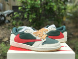 Authentic Travis Scott x Air Jordan 1 Low Green/Red/Beige