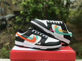 Authentic Nike Dunk Low Black/White/Light Blue/Orange