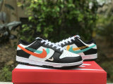 Authentic Nike Dunk Low Black/White/Light Blue/Orange