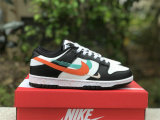 Authentic Nike Dunk Low Black/White/Light Blue/Orange