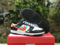 Authentic Nike Dunk Low Black/White/Light Blue/Orange