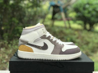 Authentic Air Jordan 1 Mid GS Sail/Taupe Haze-Fossil Stone